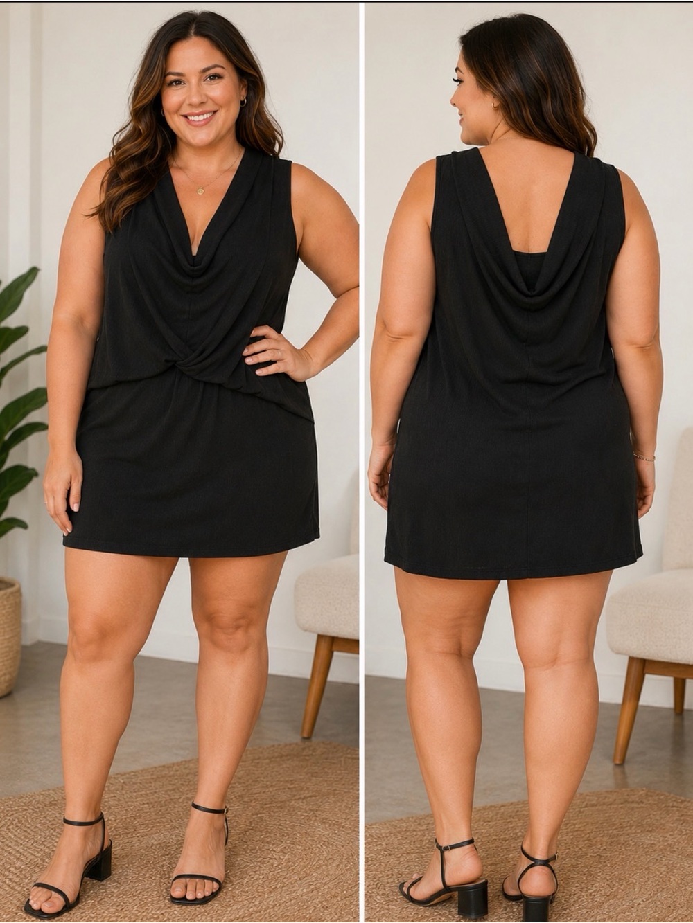NWT-Torrid super soft Black Draped Plus- mini Dress Size 3 (3x)-